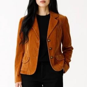 Brown Corduroy Fitted Cropped Jacket/Blazer Swifty Sz 14